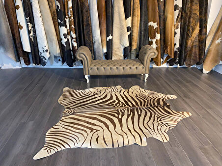HAKİKİ DERİ DANA POSTU KAHVE ZEBRA 190 x 220 - 1101000018