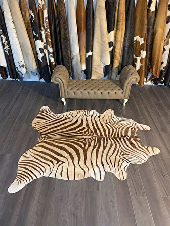 HAKİKİ DERİ DANA POSTU KAHVE ZEBRA 190 x 220 - 1101000020