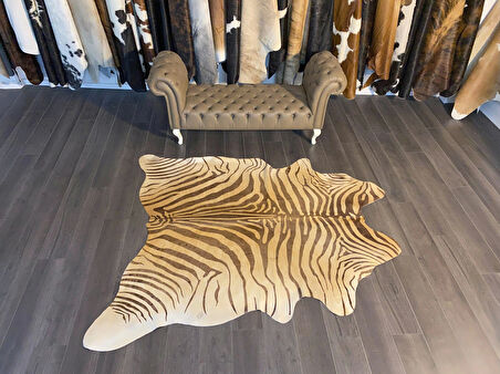 HAKİKİ DERİ DANA POSTU KAHVE ZEBRA 190 x 220 - 1101000021