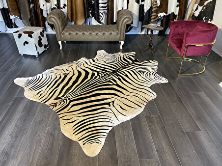 HAKİKİ DERİ DANA POSTU KAHVE ZEBRA 195 x 225 - 1101000045