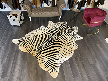 HAKİKİ DERİ DANA POSTU KAHVE ZEBRA 195 x 225 - 1101000045