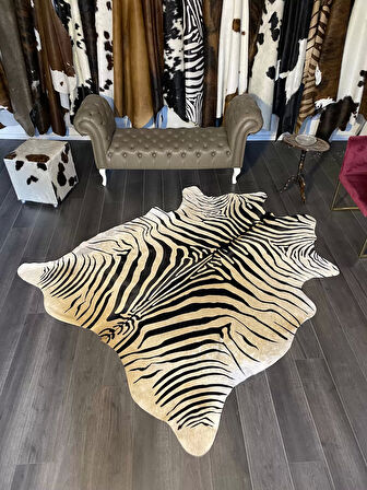 HAKİKİ DERİ DANA POSTU KAHVE ZEBRA 195 x 225 - 1101000045