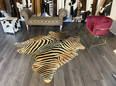 HAKİKİ DERİ DANA POSTU KAHVE ZEBRA 170 x 205 - 1101000046