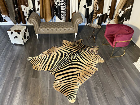 HAKİKİ DERİ DANA POSTU KAHVE ZEBRA 170 x 205 - 1101000046