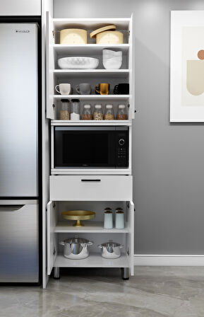 4 kapaklı Tek çekmeceli Açık Gözlü Çok Amaçlı Dolap