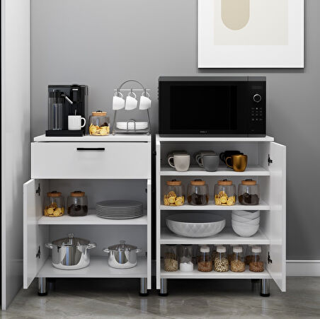 4 kapaklı Tek çekmeceli Açık Gözlü Çok Amaçlı Dolap