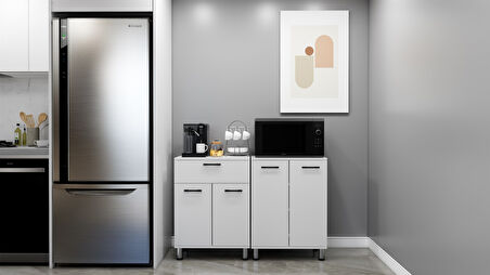 4 kapaklı Tek çekmeceli Açık Gözlü Çok Amaçlı Dolap