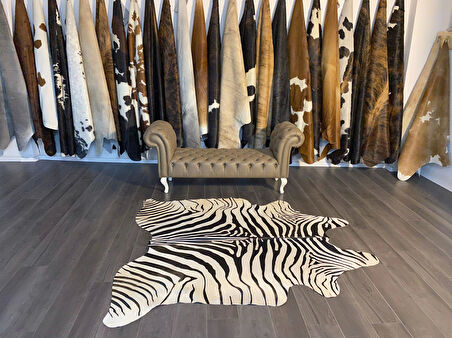 HAKİKİ DERİ DANA POSTU BEYAZ ZEBRA 180 x 200 - 1201000008