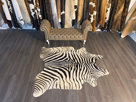 HAKİKİ DERİ DANA POSTU BEYAZ ZEBRA 180 x 200 - 1201000008