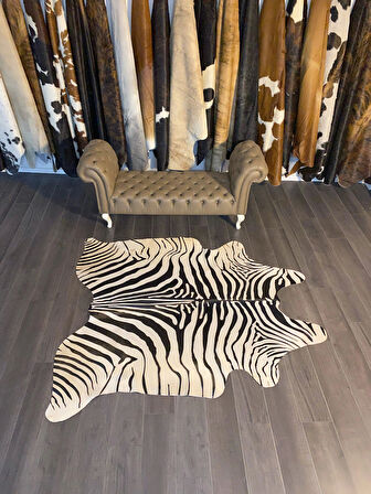 HAKİKİ DERİ DANA POSTU BEYAZ ZEBRA 180 x 200 - 1201000008