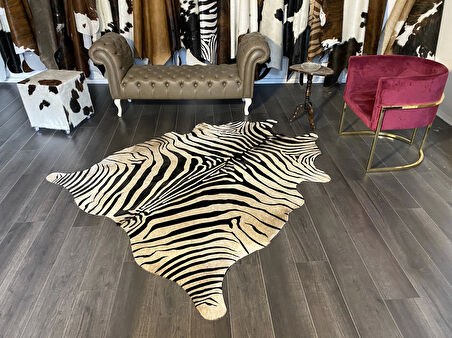 HAKİKİ DERİ DANA POSTU BEYAZ ZEBRA 180 x 210 - 1201000048
