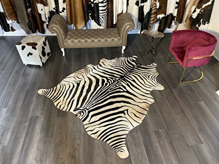 HAKİKİ DERİ DANA POSTU BEYAZ ZEBRA 180 x 210 - 1201000048