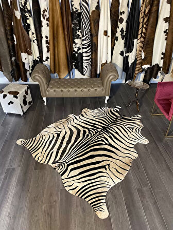 HAKİKİ DERİ DANA POSTU BEYAZ ZEBRA 180 x 210 - 1201000048