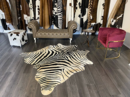 HAKİKİ DERİ DANA POSTU BEYAZ ZEBRA 175 x 200 - 1201000049