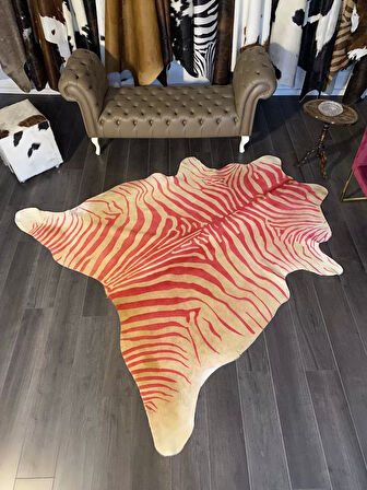 HAKİKİ DERİ DANA POSTU PEMBE BASKILI ZEBRA 215 x 230 - 1401000021