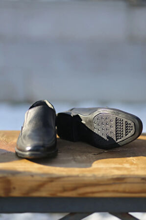 Klasik Kundura Hakiki Deri  Kauççuk Taban Bağcıksız Mevsimlik Babalar için