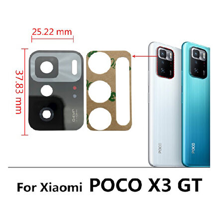 Tkgz Xiaomi POCO X3 GT Arka Kamera Camı Lens Yapışkanlı