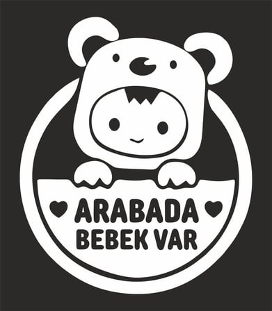 Sticker Usta Hediyene Bak Arabada Bebek Var Araba, Motorsiklet, Kask, Laptop, Cam Sticker Beyaz 15x12 Cm
