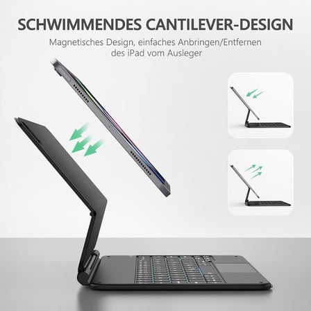 iPad Air 11 inç M2 Çip Uyumlu Magic Keyboard, Dokunmatik Yüzey, Mıknatıslı Aydınlatmalı Klavyeli Kılıf
