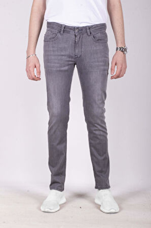 Erkek Kot Pantolon Slim Fit Gri Düz Paça 5 Cepli Jean NCS JEANS 2253 6142
