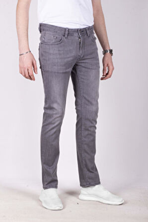 Erkek Kot Pantolon Slim Fit Gri Düz Paça 5 Cepli Jean NCS JEANS 2253 6142