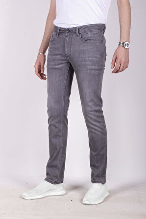 Erkek Kot Pantolon Slim Fit Gri Düz Paça 5 Cepli Jean NCS JEANS 2253 6142