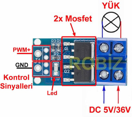 15A 400W PWM Kontrollü Mosfet Anahtarlama Kartı Dual Mosfet Klemens Bağlantı Soketi SSR Röle Motor Led Lamba Pompa Selenoid Valf