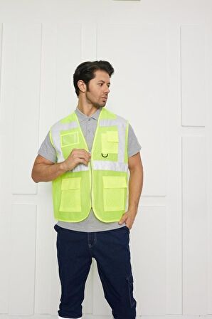 Orange Safety Mühendis Tipi Fileli İkaz Yeleği