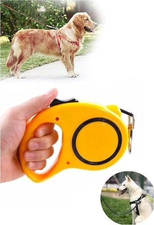 GOBYPET Makaralı Otomatik Köpek Tasması 3 m – Şerit Tasma, Tuş Kontrollü Kilitli Gezdirme Tasması (Sarı)