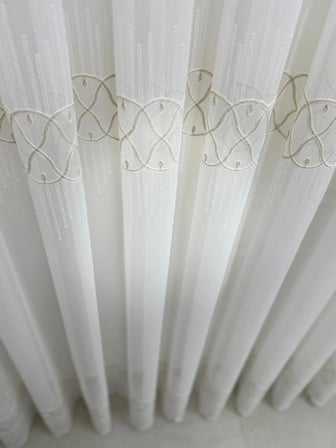 NİVEMESHOME V-117 MARİNA GOLD 1/3 BAMBU TÜL PERDE