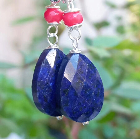 2253 Lapislazuli el yapımı küpe