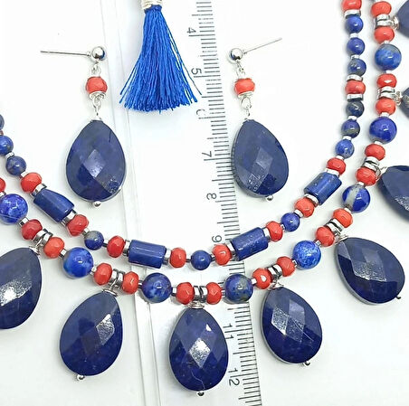 2253 Lapislazuli el yapımı küpe