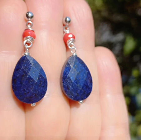2253 Lapislazuli el yapımı küpe