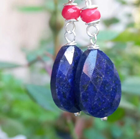 2253 Lapislazuli el yapımı küpe