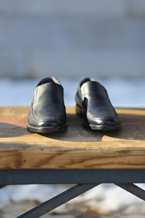 Klasik Kundura Hakiki Deri  Kauççuk Taban Bağcıksız Mevsimlik Babalar için