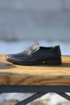 Klasik Kundura Hakiki Deri  Kauççuk Taban Bağcıksız Mevsimlik Babalar için