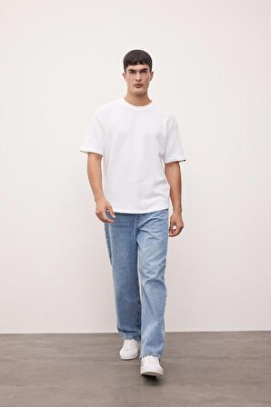 DeFacto Boxy Fit Bisiklet Yaka Kısa Kollu Basic Düz Waffle Tişört B4443AX24AUER105