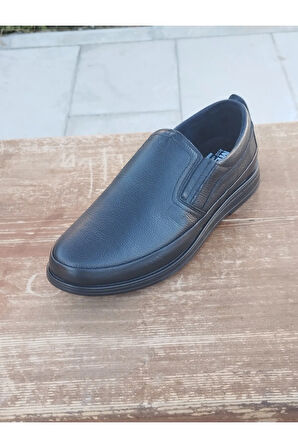 Erkek Kışlık Kundura Hakiki Deri  Kauççuk Taban Otobetik ve Bağsız