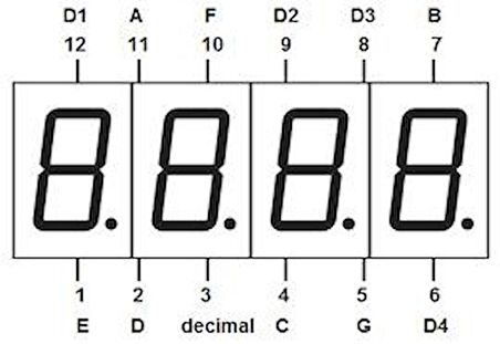 4 Haneli 7 Segment Display Modülü