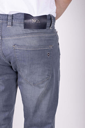Erkek Kot Pantolon Slim Fit Gri Düz Paça 5 Cepli Jean NCS JEANS 2255 6138