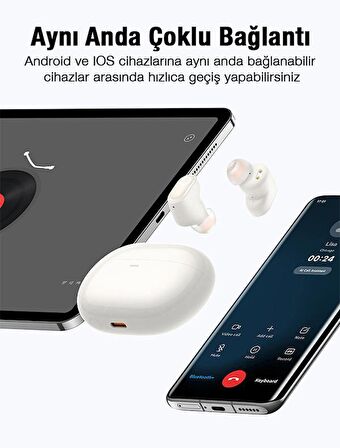 Baseus Çift Cihaz Destekli Uygulama Kontrollu Gürültü Engelleyici Kulakiçi Bluetooth Kulaklık Vers.5