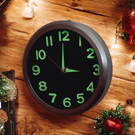 Fosforlu Metal 3D Kabartma Rakam Mini Duvar Saati Çap 20 cm Küçük Saat