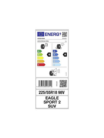 Goodyear 225/55R18 98V Eagle Sport 2 Suv Oto Yaz Lastiği ( Üretim: 2024 )