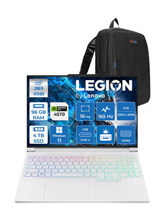 Lenovo Legion 7 16IRX9 14.nesil Core I9 14900HX 96GB Ddr5 4tb SSD 8GB/RTX4070 130W 16" 3.2k (3200X2000) 430NİTS 165Hz WINDOWS11HOME Taşınabilirbilgisayar 883FD005MTR20+ZETTAÇANTA