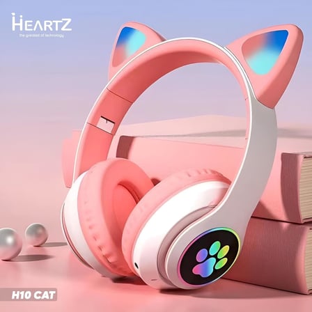 H10 CAT KEDİLİ LED IŞIKLI KAFAÜSTÜ BLUETOOTH KULAKLIK (TOZ PEMBE)