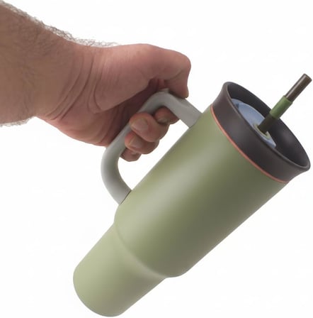 1200 ml Pipetli ve Kulplu Çelik Termos - Yeşil ve Beyaz Renk Seçenekli Dev Boy Sıcak/Soğuk Tutucu Seyahat Bardağı (YEŞİL)