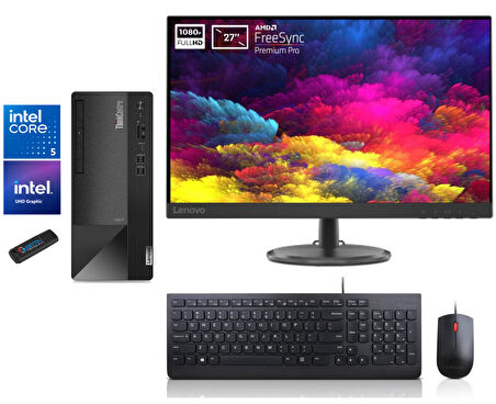 Lenovo Thınkcentre Neo 50T Gen4 Intel İ5-12500 16GB 512GB SSD 27"monitör Freedos Masaüstü Bilgisayar WN12JB005BTRF07+Zetta  USB Bellek