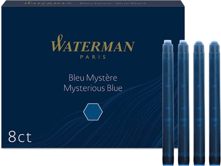 Waterman Kartuş, 8'li Kutu, Siyah/Mavi