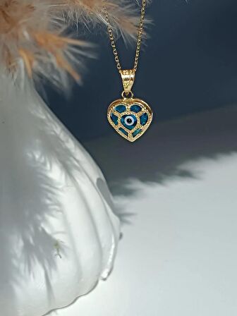 925 ayar gümüş kalp nazar kolye