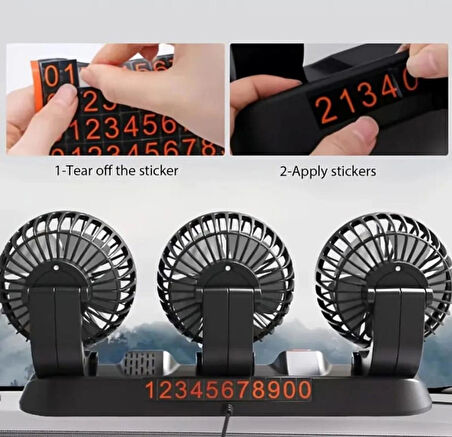 Atay Garage 3 Kafalı Vantilatör 12 Wolt Çıkışlı Arabada Karavanda Evde Kullanıma Musait